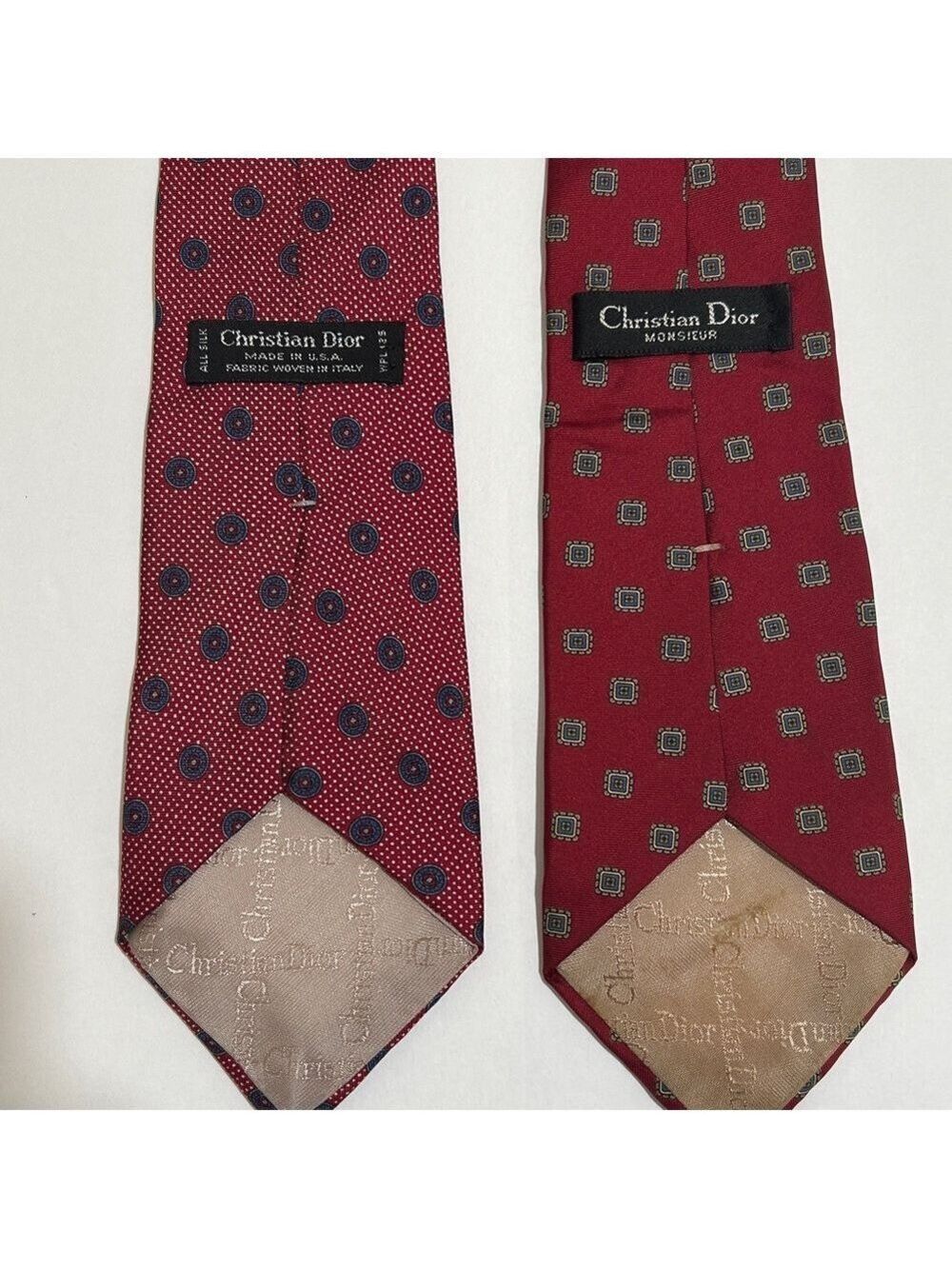 Christian Dior Elegant Red Patterned Ties Set of 2. Vintage. Preowned - Picture 2 of 9